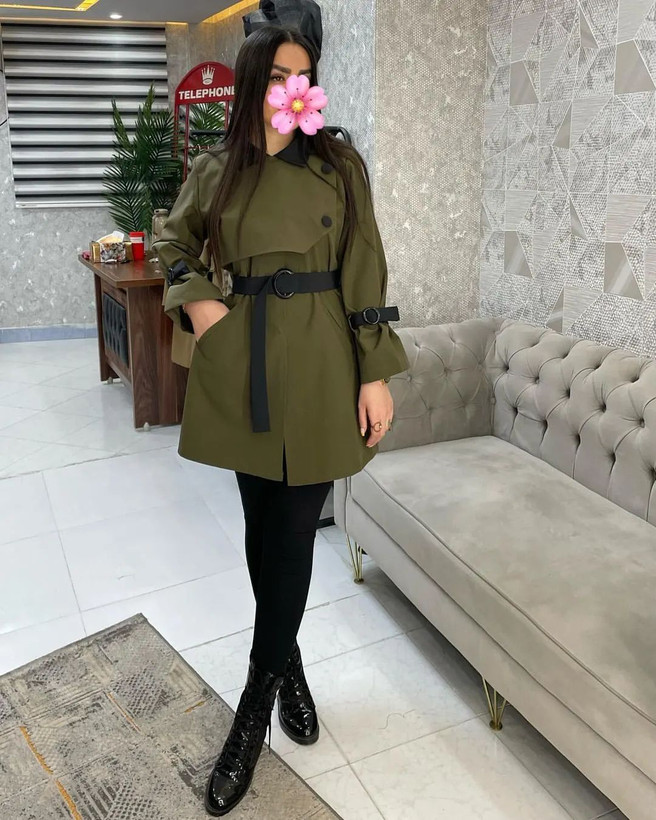بارونی زنانه یقه شکاری جنس کتان زارا