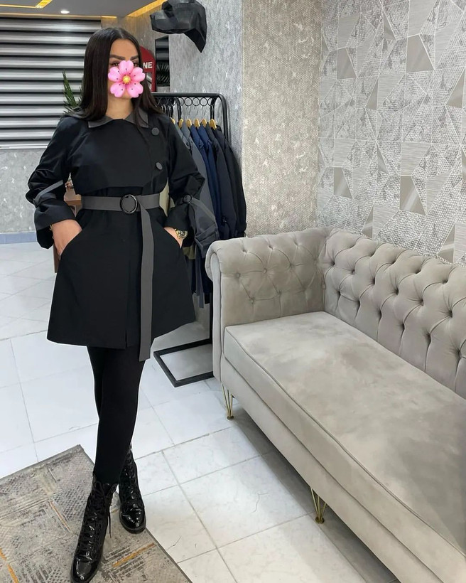 بارونی زنانه یقه شکاری جنس کتان زارا