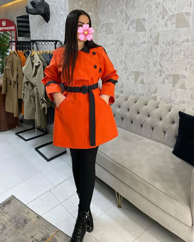 بارونی زنانه یقه شکاری جنس کتان زارا